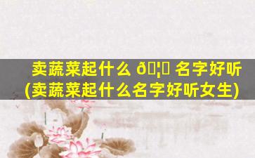 卖蔬菜起什么 🦊 名字好听(卖蔬菜起什么名字好听女生)
